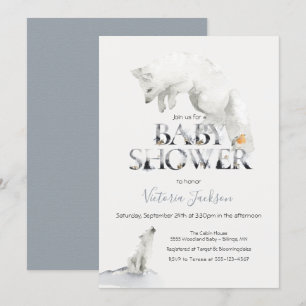 Invitación Ducha de bebe Winter Snow Artic White Fox