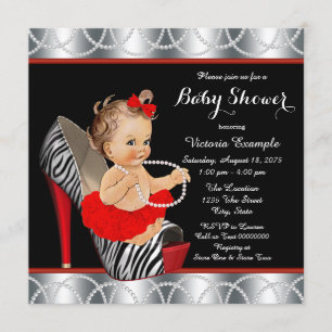 Invitación Ducha de bebé Zapato de tacón alto Tutú Perla Cebr