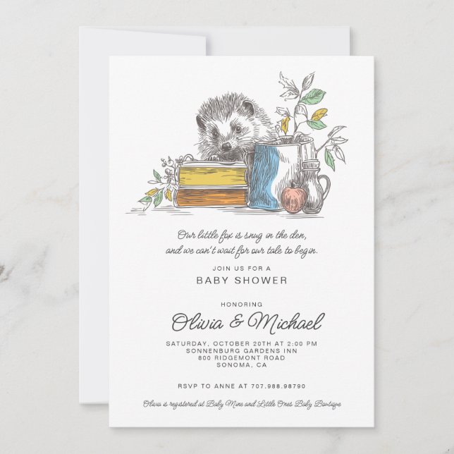 Invitación Ducha de Bebé Zorro Adorable (Anverso)