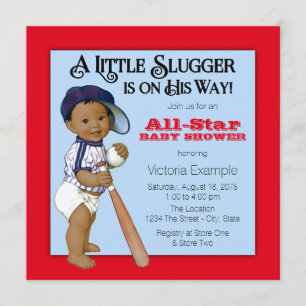 Invitación Ducha de béisbol étnico para niños