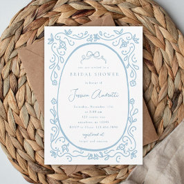 Invitación Ducha de Boda Algo Azul 