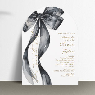 Invitación Ducha de Boda Arco de Oro Negro Se Está Casando 