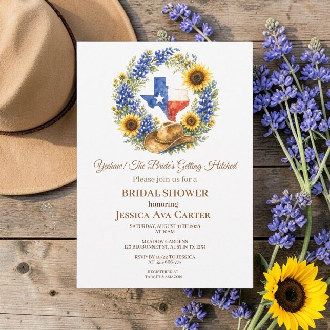 Invitación Ducha de boda Budget Blue Bonnet Sunflower  (Subido por el creador)