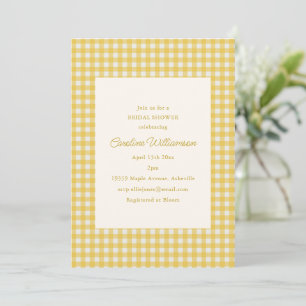 Invitación Ducha de Boda Clásica Preppy de Gingham Amarillo