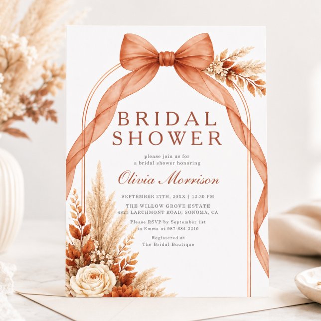 Invitación Ducha de Boda con Lazo Floral Rústico de Otoño (Subido por el creador)