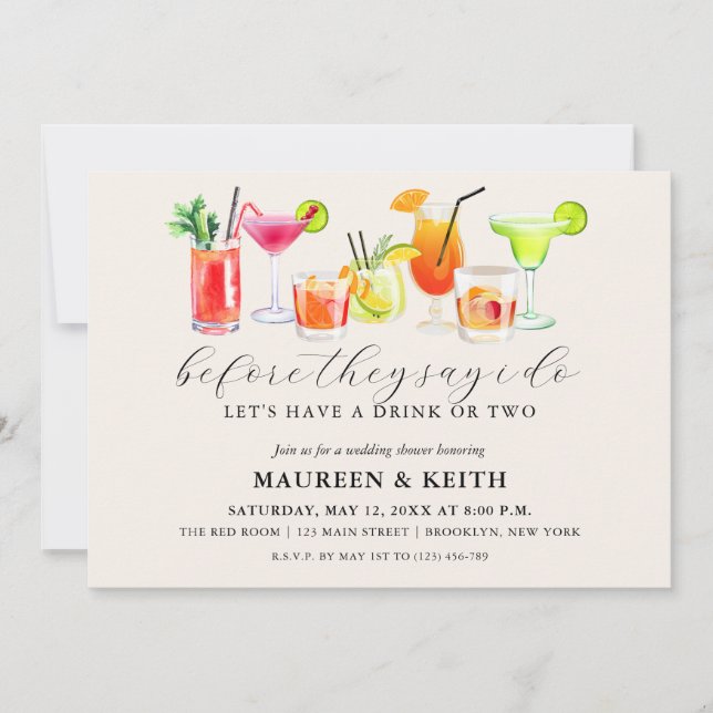 Invitación Ducha de boda de cóctel | Parte de compromiso (Anverso)