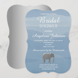 Invitación Ducha de Boda de Elefante en Azul Polvo y Hojalata