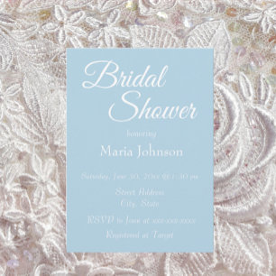 Invitación Ducha de Boda de Estilo Simple Azul Claro