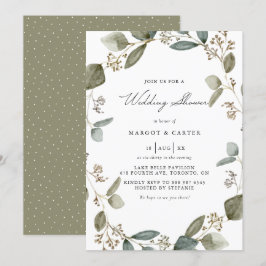 Invitación Ducha De Boda De Hielo De Eucalipto De Color De Ag