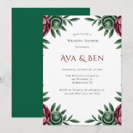 Invitación Ducha de Boda de Invierno de Borgoña y Peonía Esme