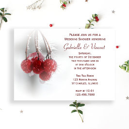 Invitación Ducha de boda de invierno helada roja Berries