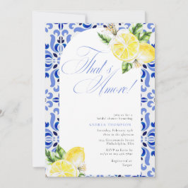 Invitación Ducha de Boda de Limón That's Amore Italiano Azul