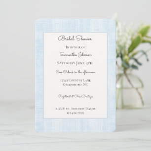 Invitación Ducha de Boda de Lino Falso Azul Bebé