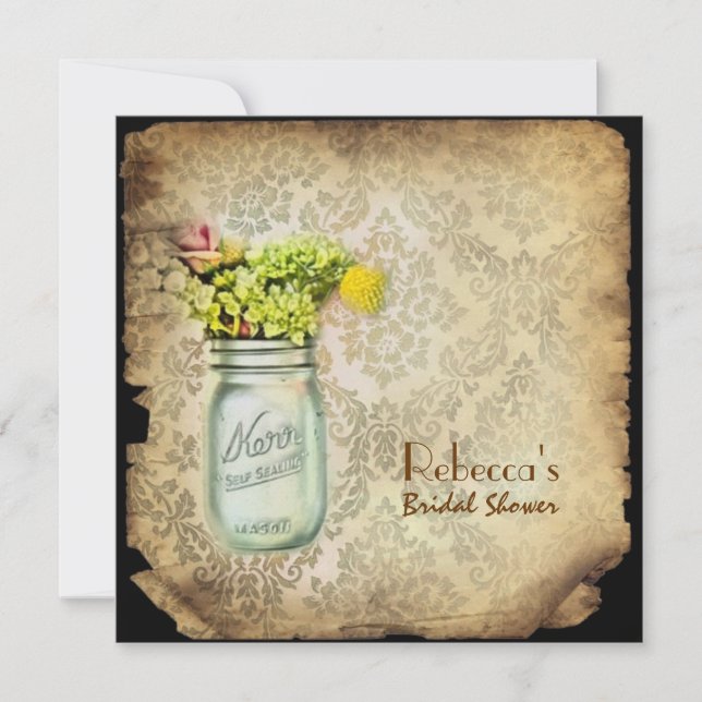 Invitación ducha de boda de novia adamascado (Anverso)