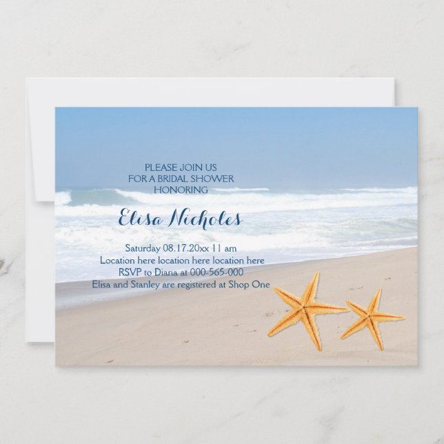 Invitación Ducha de boda de novia de Starfish (Anverso)