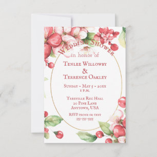 Invitación Ducha de Boda de Pareja Cerezas Rojas y Flores