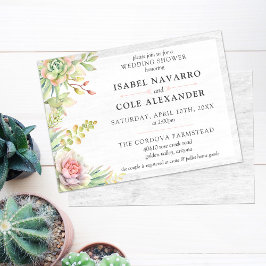 Invitación Ducha de Boda de Pareja de Suculentas con Acuarela