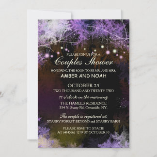 Invitación Ducha de Boda de Parejas de  Forestal por la noche