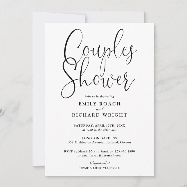 Invitación Ducha de Boda de Parejas Elegantes Modernas (Anverso)