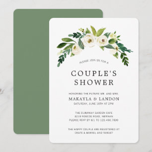 Invitación Ducha de Boda de Parejas Floral Blanca