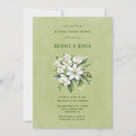 Invitación Ducha de Boda de Parejas Verde Floral Blanco Pinta