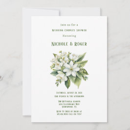 Invitación Ducha de Boda de Parejas Verde Floral Blanco Pinta