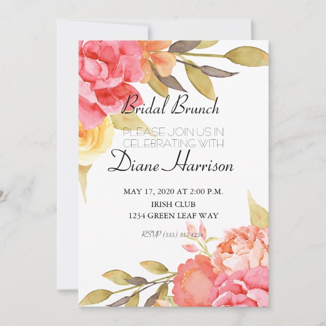 Invitación Ducha de boda Fiesta de jardín (Anverso)