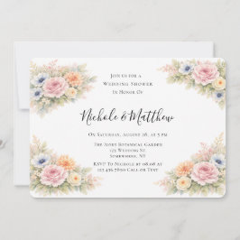 Invitación Ducha de Boda Floral Acuarela Suave
