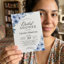 Ducha de Boda Floral Bohemio Azul Polvoriento
