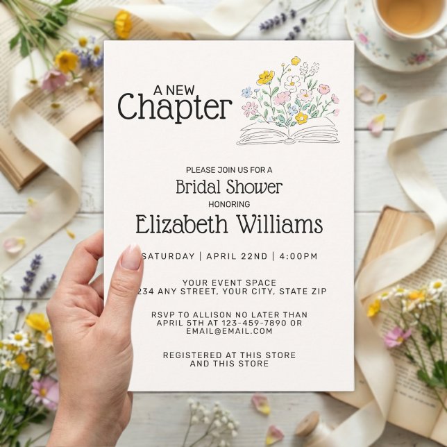Invitación Ducha de Boda Floral Caprichosa Un Nuevo Capítulo  (Subido por el creador)