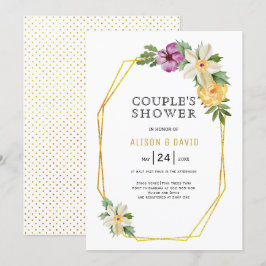 Invitación Ducha de boda floral de polígono geométrico