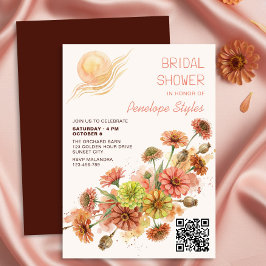 Invitación Ducha de Boda Floral de Terracota Moderna al Sol