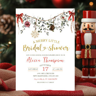 Invitación Ducha de Boda Floral Invernal Rústica Alegre