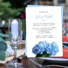 Invitación Ducha de Boda Flores Azules Jack n Jill Parejas