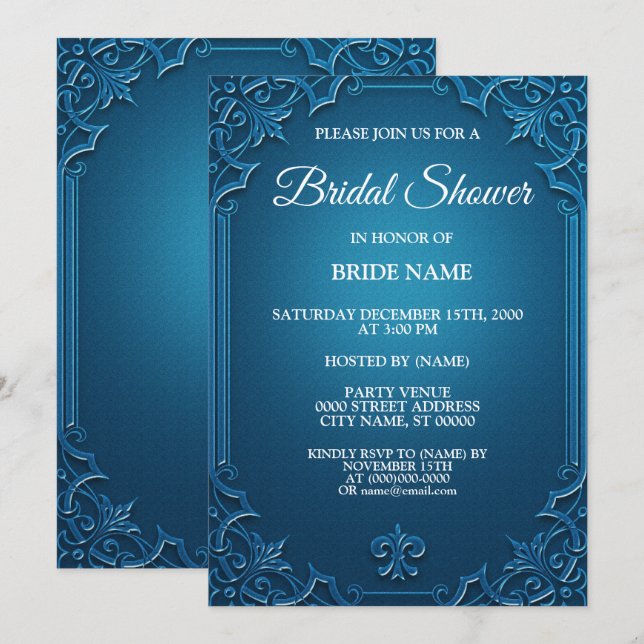 Invitación Ducha de Boda Geométrica Turquesa Verde Aguamarina (Anverso / Reverso)