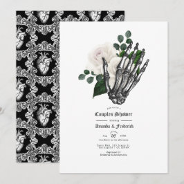 Invitación Ducha de boda gótica floral blanca para parejas