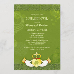 Invitación Ducha de Boda irlandés Claddagh Heart