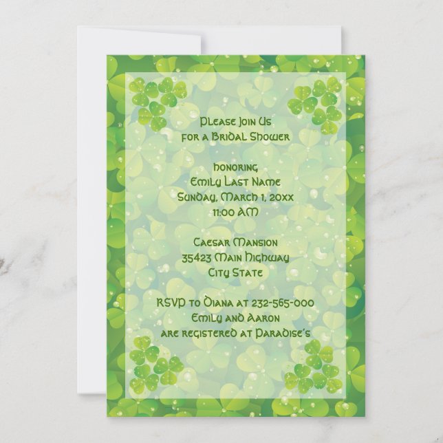 Invitación Ducha de boda irlandés en el Día de San Patricio (Anverso)
