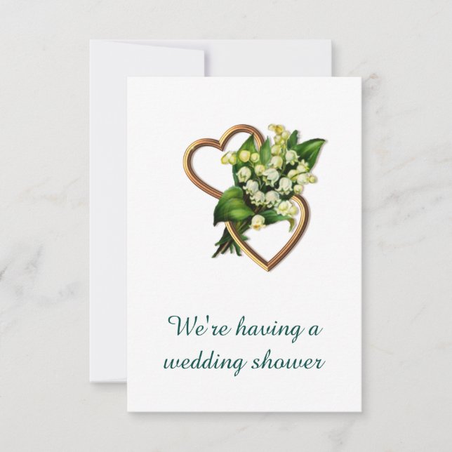 Invitación Ducha de boda, Lily del Valle y Corazones (Anverso)