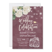 Ducha de boda Mason Jar Hydrangea Luces Borgoña