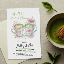 Invitación Ducha de Boda Matcha Hecha en el Cielo con Lazo Ro