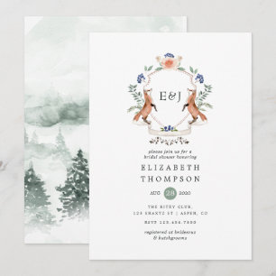 Invitación Ducha de Boda Monograma Wild Woodland Laurel Crest