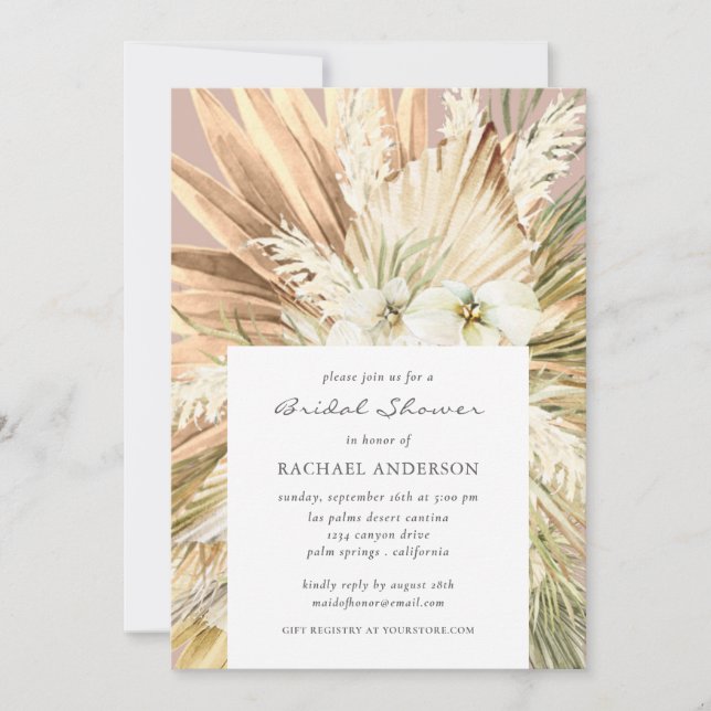 Invitación Ducha de boda nupcial moderna de Boho Grass (Anverso)