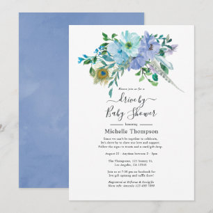 Invitación Ducha de Boda o de Bebé Boho Verde y Azul