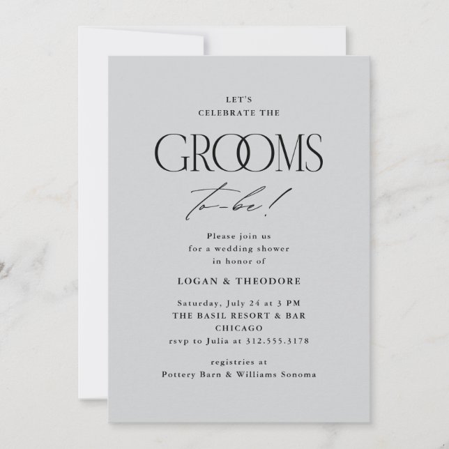 Invitación Ducha de Boda para Novios Tipografía Moderna (Anverso)