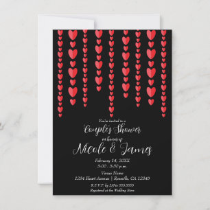 Invitación Ducha de Boda para Pareja de Corazones Rojos del D