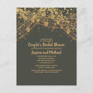Invitación Ducha de Boda para Pareja Verde Oliva Dorado