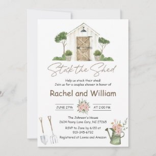 Invitación Ducha de boda para parejas Abastece el Cobertizo