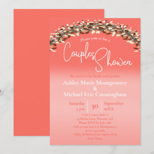 Invitación Ducha de Boda para Parejas Chic Coral Ombre