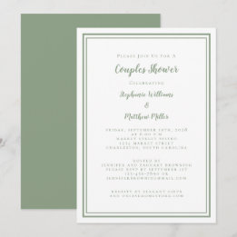 Invitación Ducha de Boda para Parejas Compromiso Verde Salvia